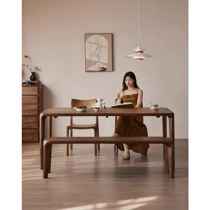 

Solid wood dining table antique desk household living room tea table walnut solid wood long table rectangular