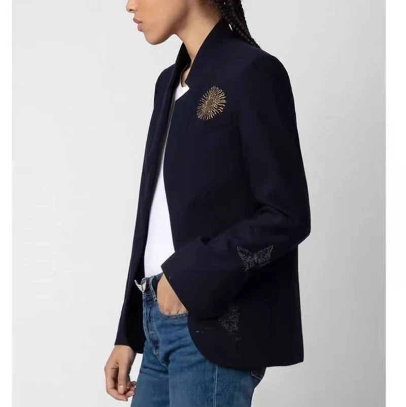 Cross-border e-commerce winnerz24Z@&V. Sa Diger\'s autumn/winter design appliqué diamond commuter structured minimalist blazer