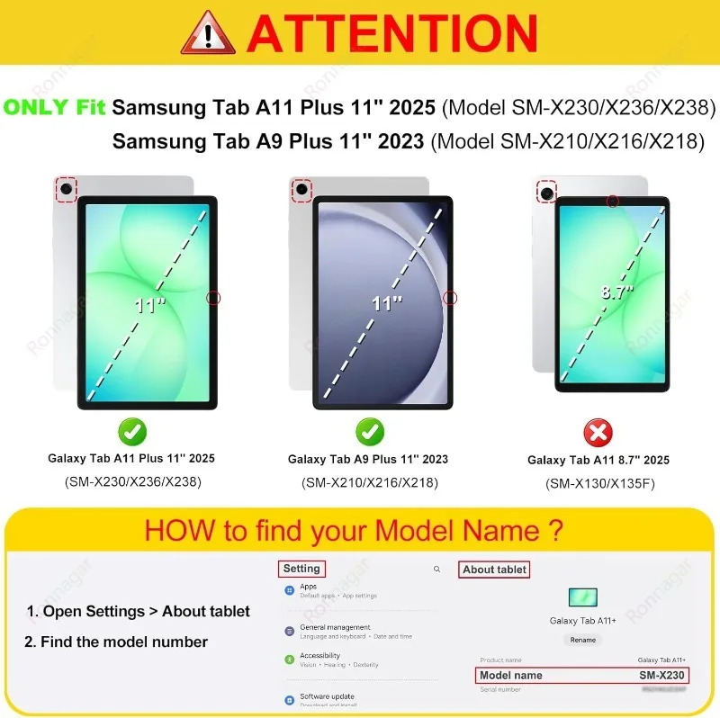 Glittering Sparkly Case for Samsung Galaxy Tab A11+/ A9+ 11 Inch SM- X230/ 236B/ X210/ X216/ X218 Smart Cover with Pencil Holder