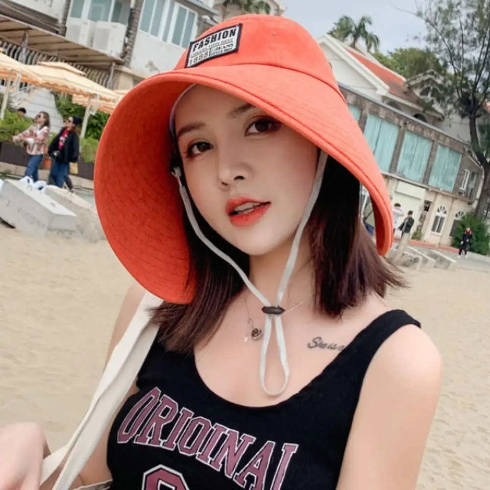 Women Hat Summer Hat UV Protection Fashionable Big Brim Sun Protection Cap Beach Sunhats Ponytail Hat Travel Visor Bucket Hat
