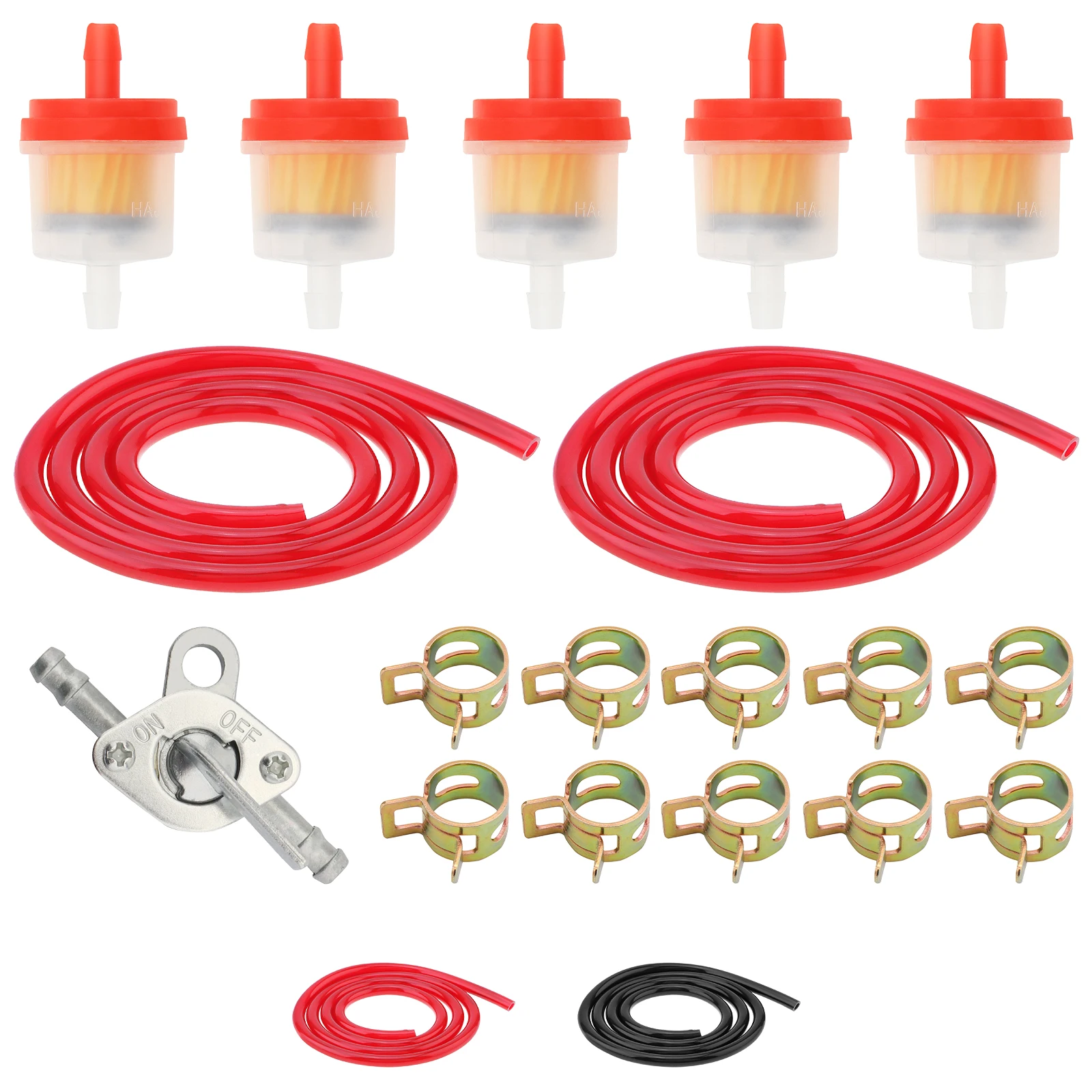 

2pcs 1M Motorcycle Fuel Line Hose 5pcs Fuel Filter for Motorbike Scooter ATV Dirt Bike Petrol Pipe Fuel Gas Oil Tube 10pcs Clamp