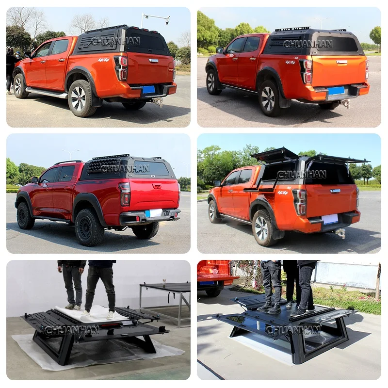 Pickup Truck Hardtop Canopy, Steel Camper Topper Bed Cap for Toyota Tacoma GMC Sierra 2500 Colorado, Heavy Duty Waterproof,Black