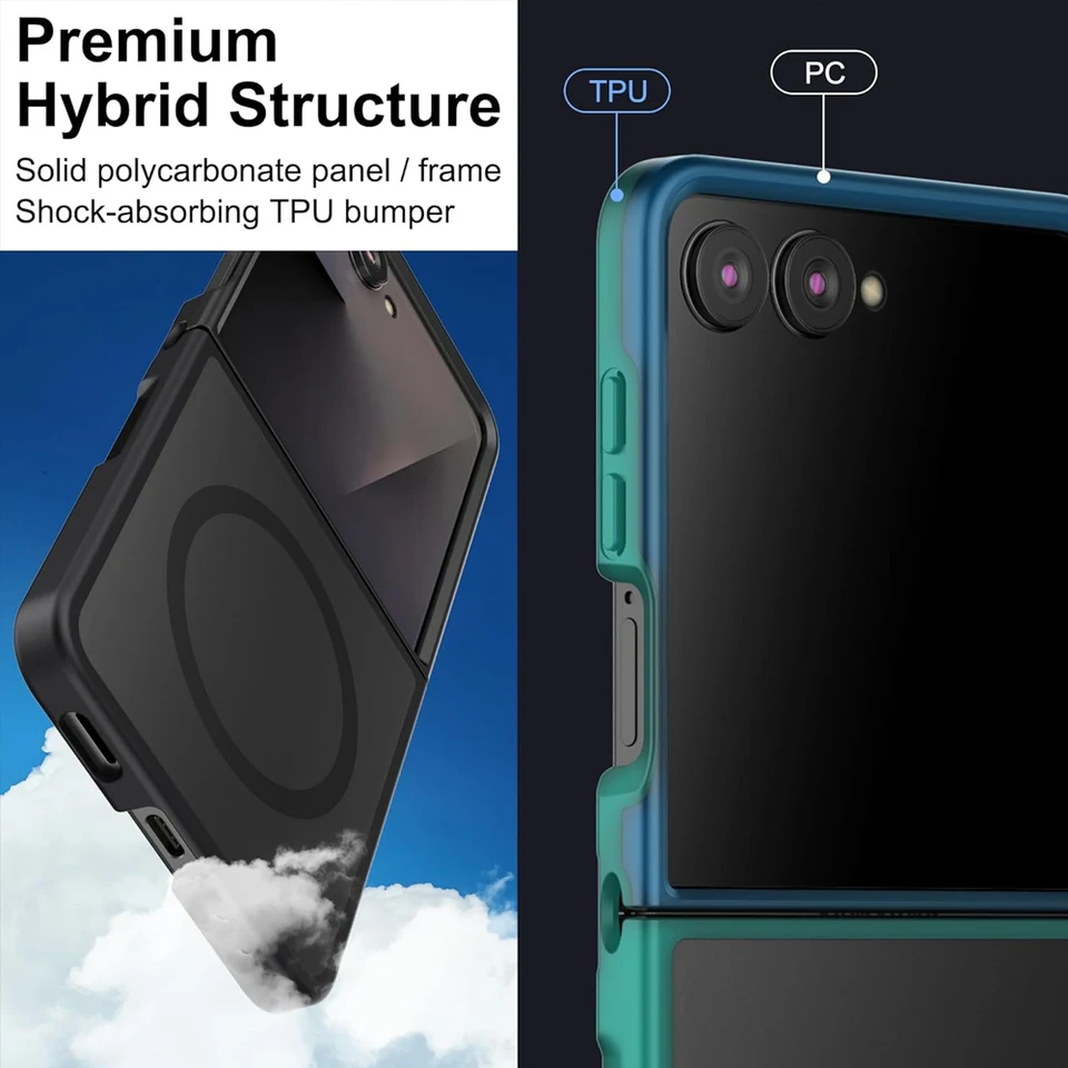 UYUXIO Funda Magnética Translúcida para Samsung Galaxy Z Flip 7 Carga Inalámbrica Resistente Delgada con Imán 6