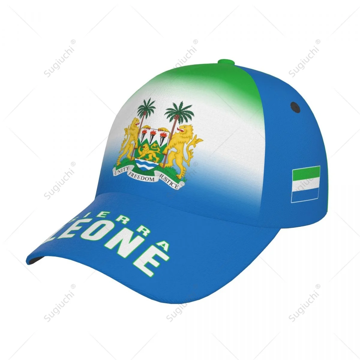 Бейсбольная кепка унисекс, шляпа с флагом Sierra Leone, градиент цвета, 3D-печать для тенниса, уличного велосипеда, гольфа, бейсбола, спортивных болельщиков
