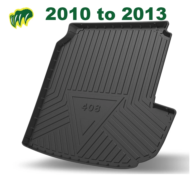 For Peugeot 408 2010-2023 TPE Custom Fit Car Trunk Mat All Season Black Cargo Mat 3D Shaped Laser Measured Trunk Liners