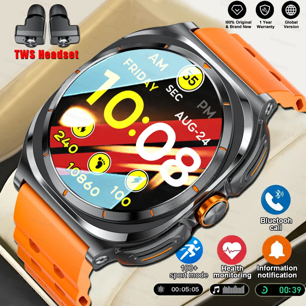 

For Huawei Xiaomi IOS NEW Smart Watch 2 in 1 Multiple Sports GPS Track Health Monitor Custom dial 1.53inch Headset SmartWatch