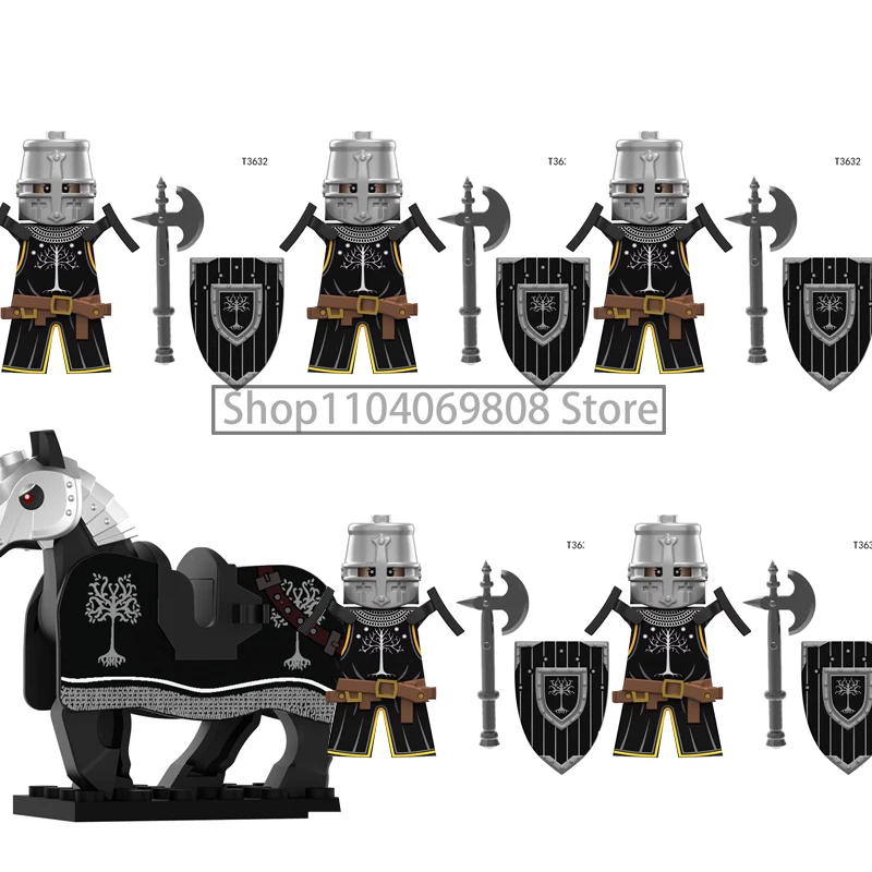 Medieval Soldier Figures Building Blocks Military Wolf Knight Rome Warrior Golden Knight War Horse Accessories Boy Toy Gift N07 view 3