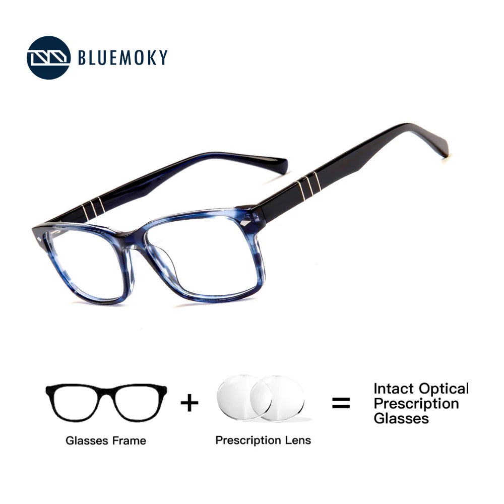 

BLUEMOKY Modern Classic Glasses for Women Square Acetate Frame Solid Color Prescription Ready for Business Wear