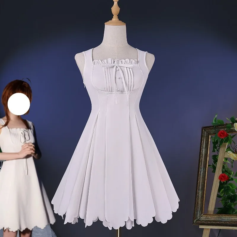 

Anime KINOMOTO SAKURA Cosplay Costume Elegant White Lolita Kawaii Cute Bow Dress for Women Halloween Christmas Comic Con Party