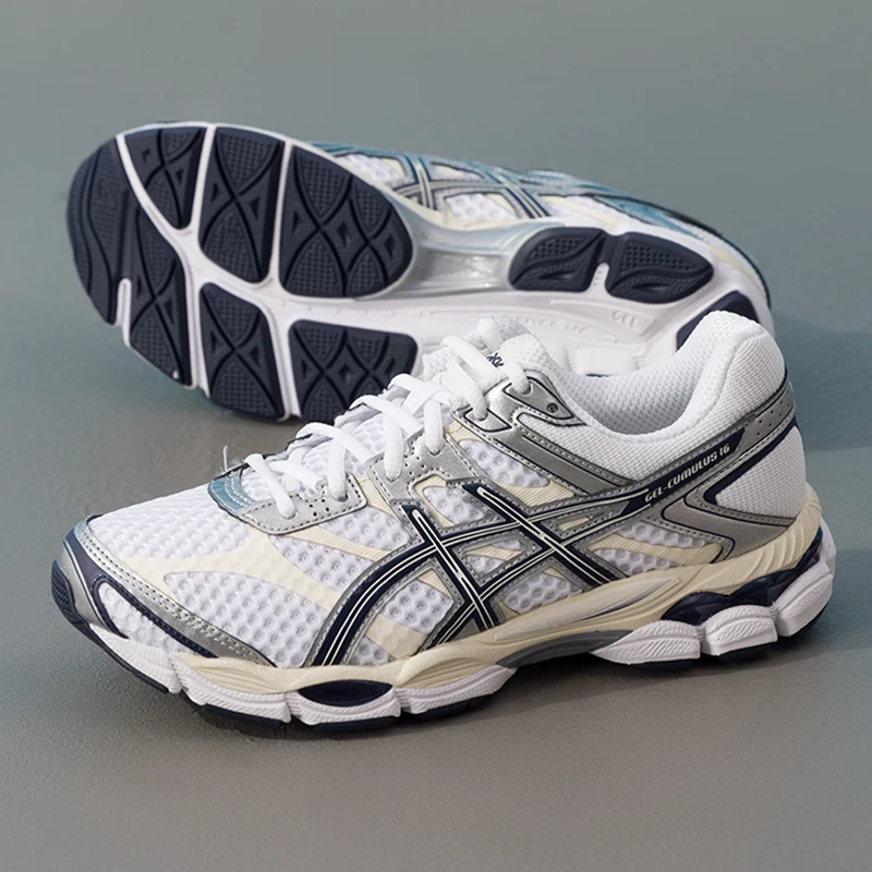 Tênis Esportivos Masculinos e Femininos Asics Gel-Cumulus 16, Calçados Casuais com Amortecimento, Moda Tendência 1203A733-103