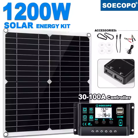 SOECOPO Solar Kit 1200W Panel, 30 - 100A Smart Controller &ndash; Perfect for Camping, Off - Grid Power, Outdoor Use, Renewable Power