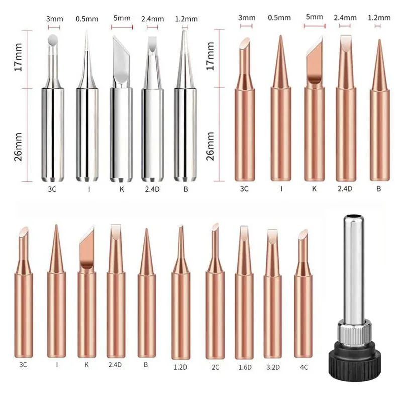 6/11Pcs Solder Iron Tip with Welding Sleeve 900M Lead-Free Replaceable Soldering Tip Soldering Iron Head for Soldering Station