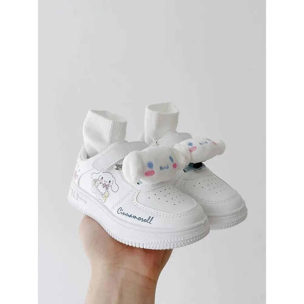 Sanrio Cinnamoroll Kids Sneakers Kawaii Anime Kuromi My Melody Leather Shoes Spring Cute Cartoon Babys Board Shoes Gift for Kid