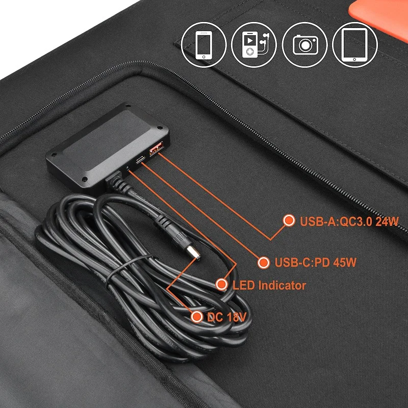 Portable 120w Foldable Solar Panel Charge for Outdoor Camping Hiking Boats RV Car Mobile Laptop Power Battery Fast Charging