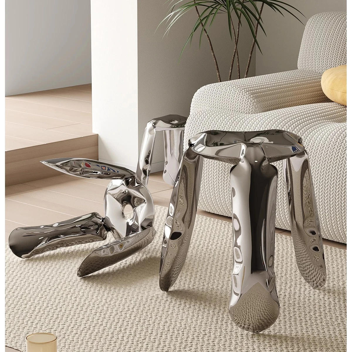 Nordic Modern Classic Stainless Steel Low Stool Plopp Chair Creative Minimalist Footstool