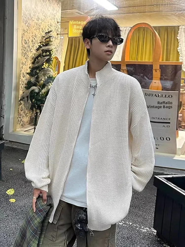 

Вязаный кардиган мужской осенне-зимний с высоким воротником, мягкий, удобный, повседневный, свободного кроя, с длинными рукавами