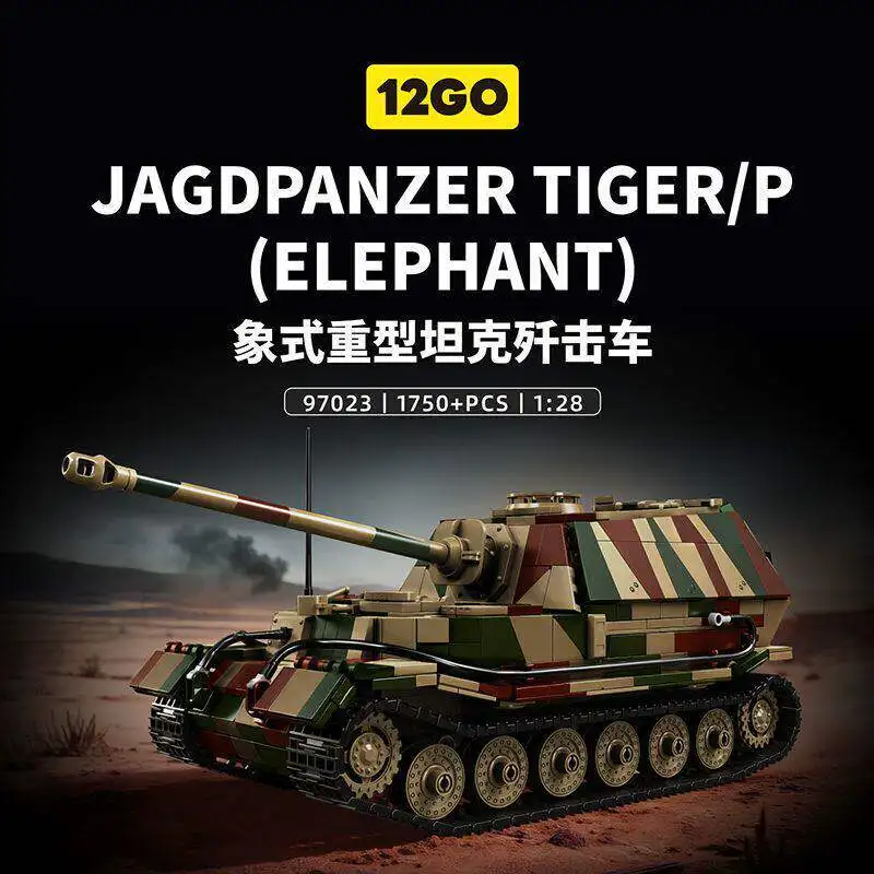 

Ww2 Military Tank Jagdpanzer TIGER/P World War II German Army Building Blocks Bricks Collection Model Educational Toys Kid Gift