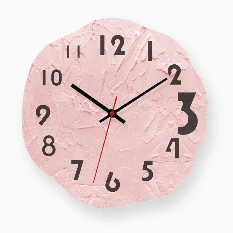 

Pink Nordic Minimalist Wall Clock - Hole-Free Silent Quartz Clock for Living Room & Bedroom Decor