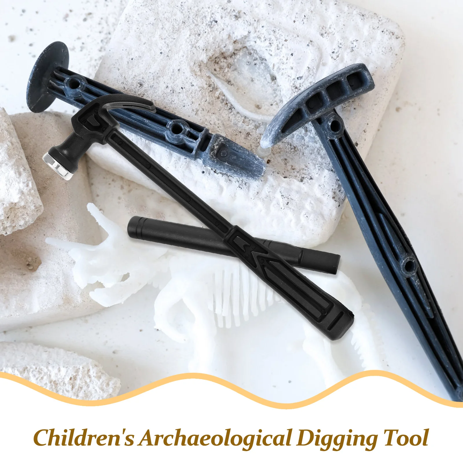 Archaeological Excavation Tools Kids Dig Kit Toys Chisel Brush Textbook Plastic Hammer Digging Learning