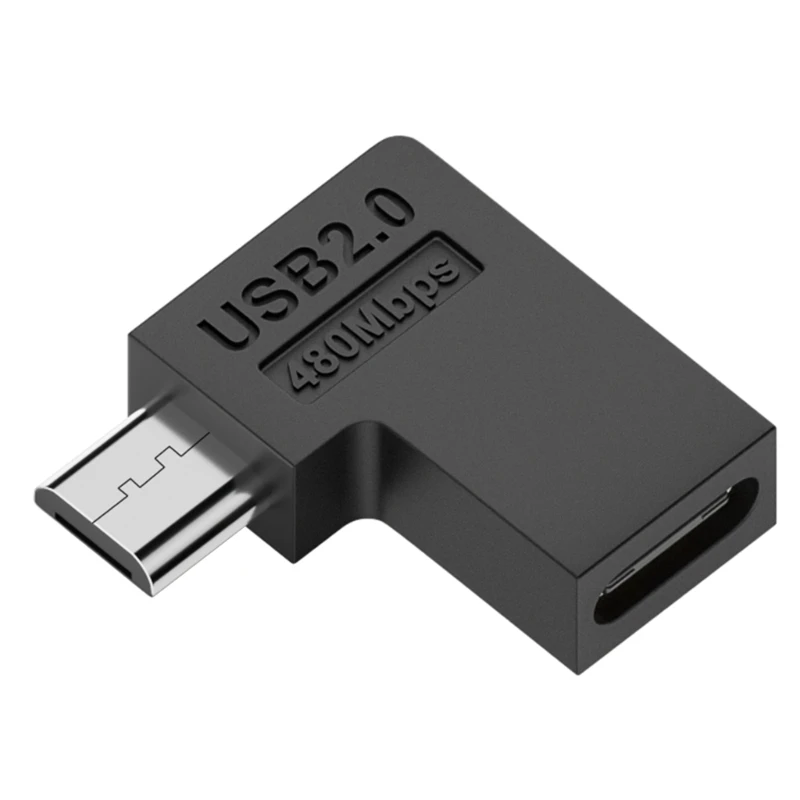 Adaptador USB tipo C de 90/180 grados, conector hembra a Micro USB macho, adaptador de cargador Micro USB tipo C para Xiaomi, Huawei, Samsung