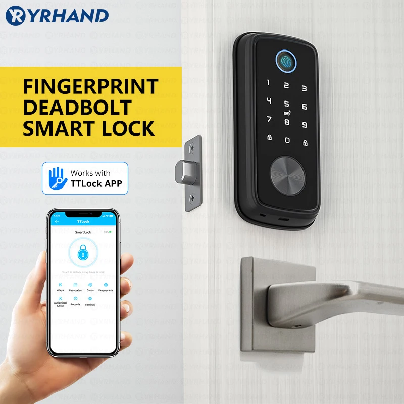 YRHAND TT Lock Bluetooth Deadbolt Smart Lock Rfid remote controller Password/ Card biometric lock Electronic Auto Lock For Home