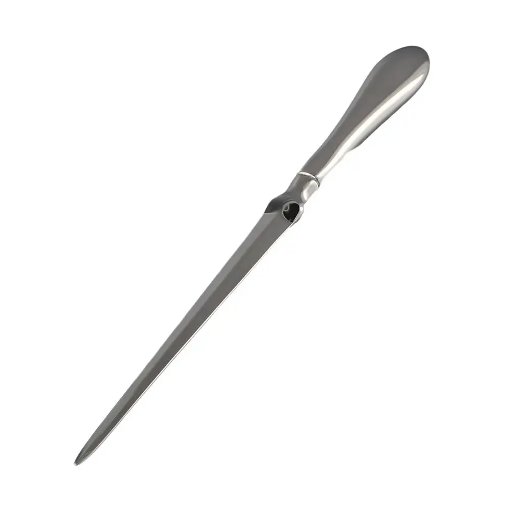 Durable Silver Metal Paper Cutter Lightweight Stainless Steel Letter Opener Stylish Design Drop-shaped Handle Office Supply