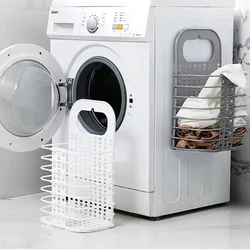 Dirty Laundry Basket Bathroom Folding Laundry Hamper Plastic Wall-Mounted Dirty Clothes Holder Organizer Storage Basket