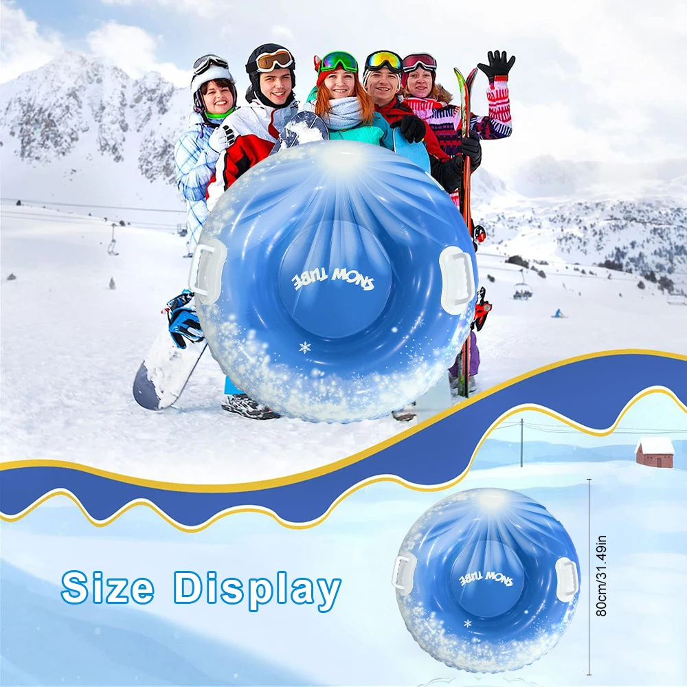 Inverno inflável tubo de neve trenó anel de esqui engrossado resistente ao desgaste à prova de explosão com alça de segurança anti capotamento