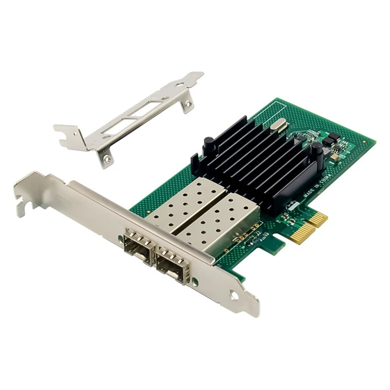 NHI350AM2 PCI-E X1 Dual-Port Gigabit Network Card I350-F2 Fiber Optic Network Card Green