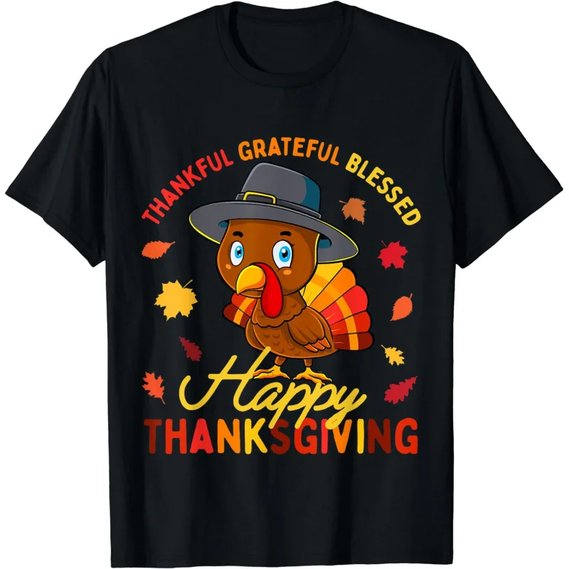 

Tstars turkey wearing black Thanksgiving shirts for boys and girls