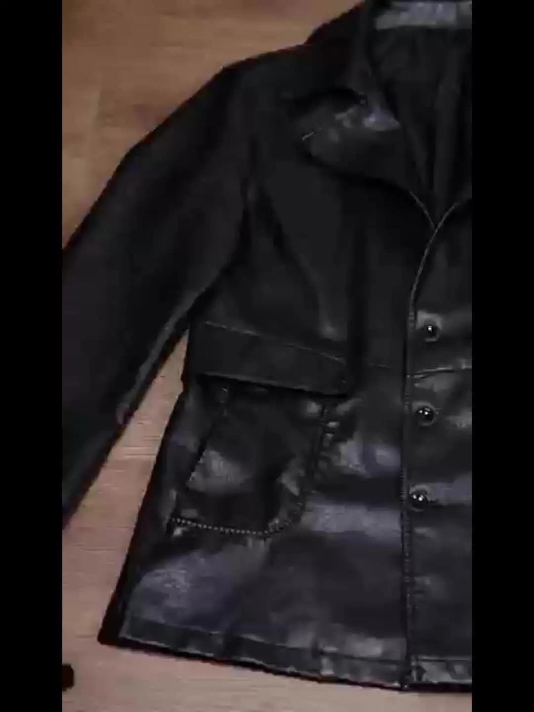 Men's 3 Buttons, Vintage Motorcycle Imitation Faux Leather Suit