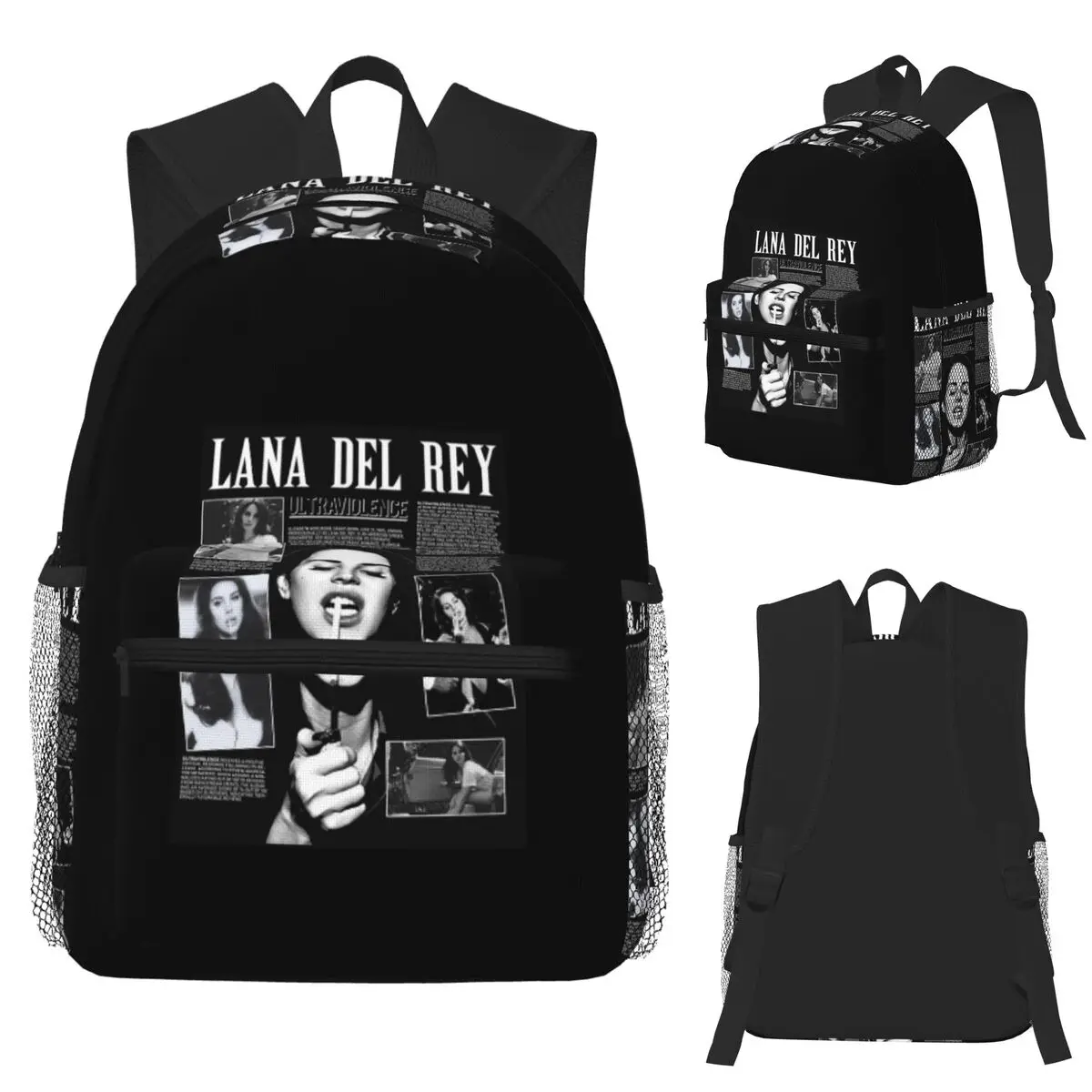 Singer Lana Del Rey Hip Pop Music Student Backpack School Bag Hiking Travel Daypack for Men Women Bookbag Shoulder Bags