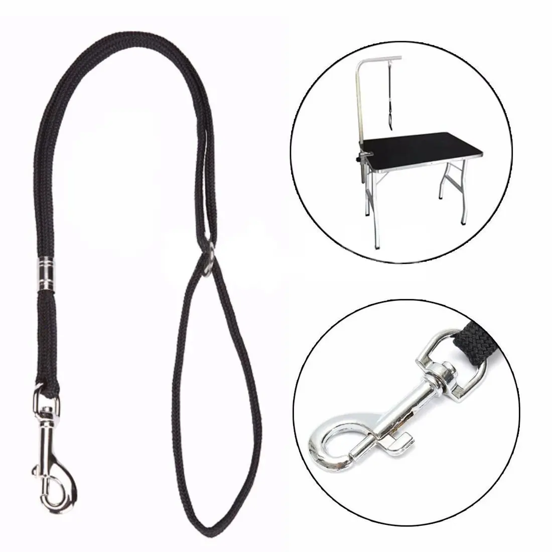 N37R_Dog Pet Cat Animal Noose Loop Lock Clip Corda 52cm