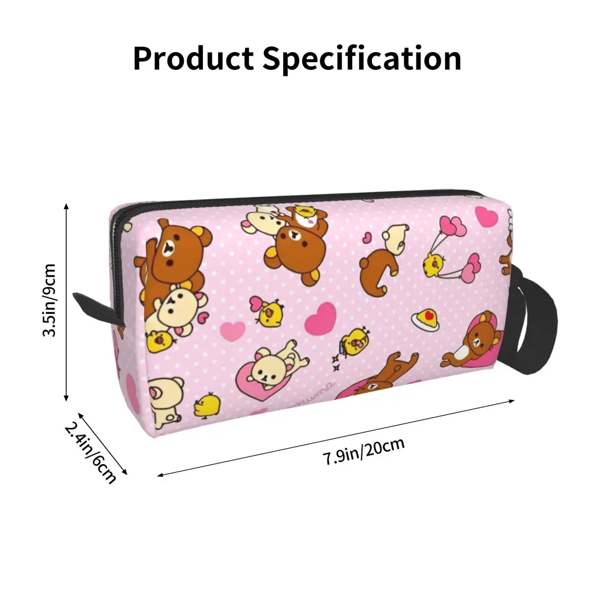 Rilakkuma Anime Large Makeup Bag Beauty Pouch Travel Cosmetic Bags Cute Bear Cartoon Organizer for Unisex