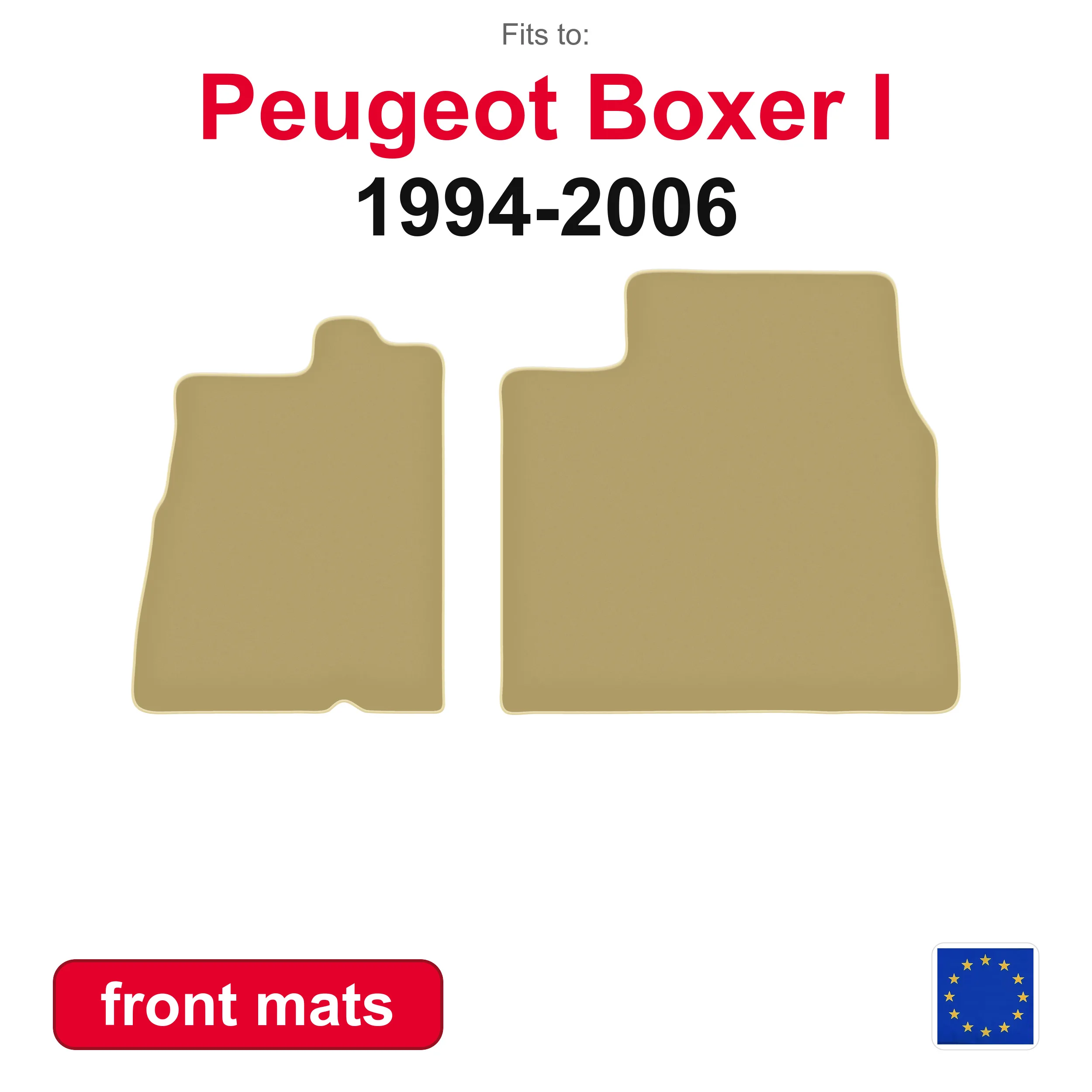 PREMIUM-Autofußmatten für den vorderen Boden für Fiat Ducato II Delivery (1994-2006) – beige, 2-teiliges Set mit Autoteppichen für den vorderen Boden