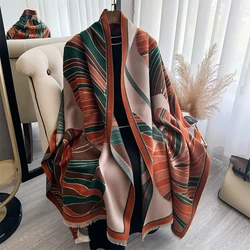 2024 New Winter Warm Cashmere Shawl Fashion Leaf Scarf Women Neckerchief Pashmina Head Scarves Wrap Femal Poncho Echarpe Bandana