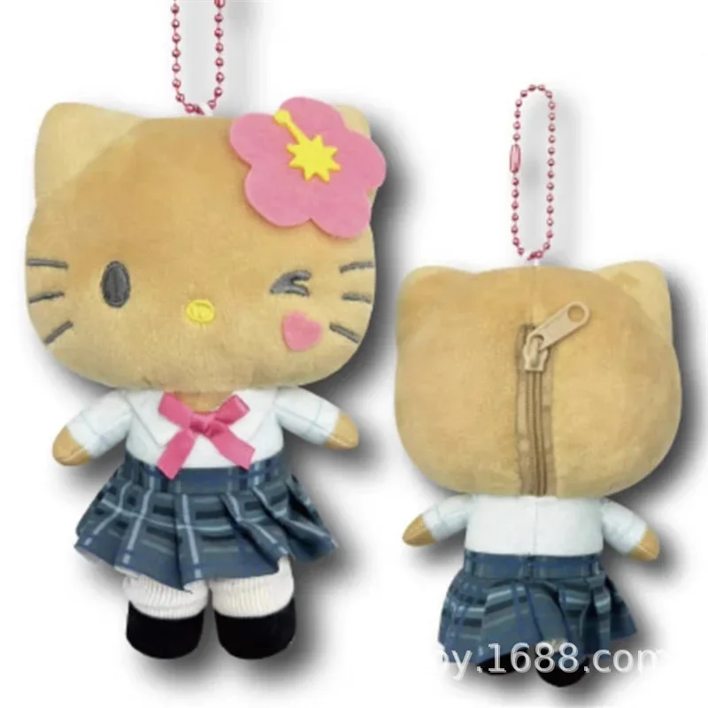 Kuromi Hellokitty Kawaii peluche portachiavi cartone animato fiore di ciliegio Heisei pelle nera piccante ragazza gonna pieghevole ciondolo borsa