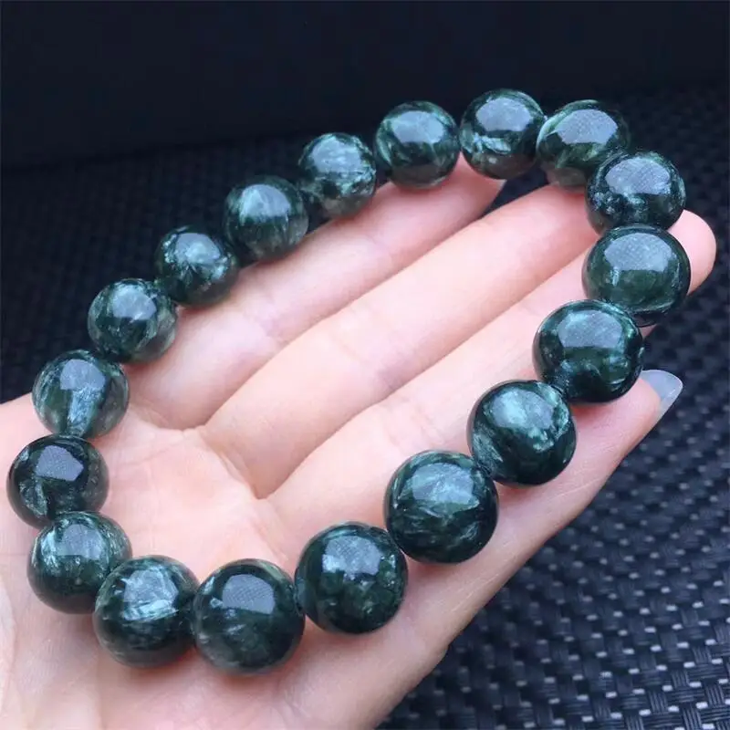 Natural Seraphinite Bracelet Fortune Energy Mineral String Woman Amulet Jewelry Healing Gift 1PCS 10MM