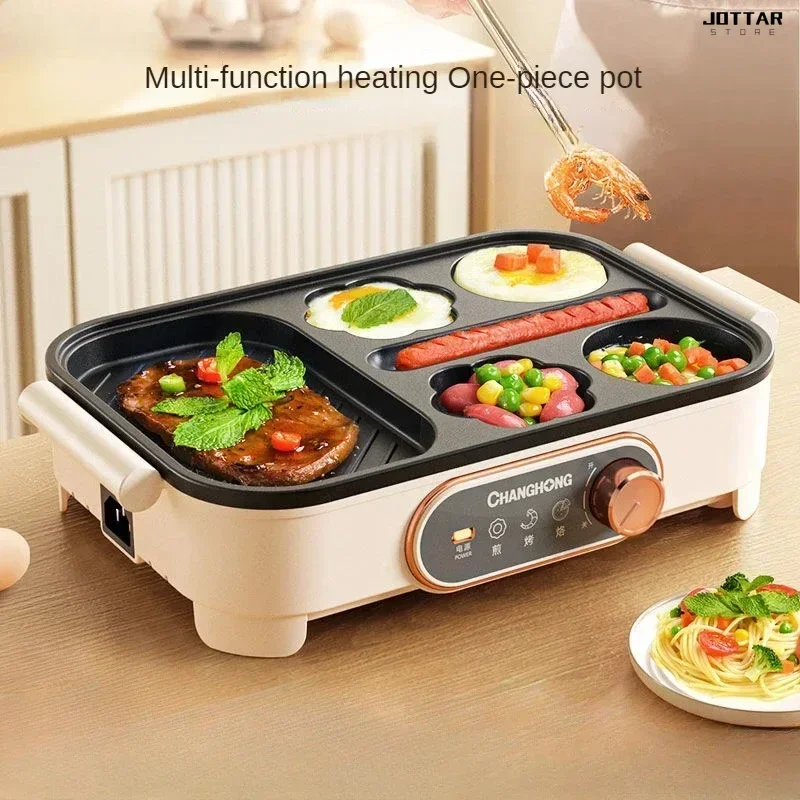 

New non-stick flat bottom frying pan for household use. Can be used as a fried eggs and burger machine. Multifunction