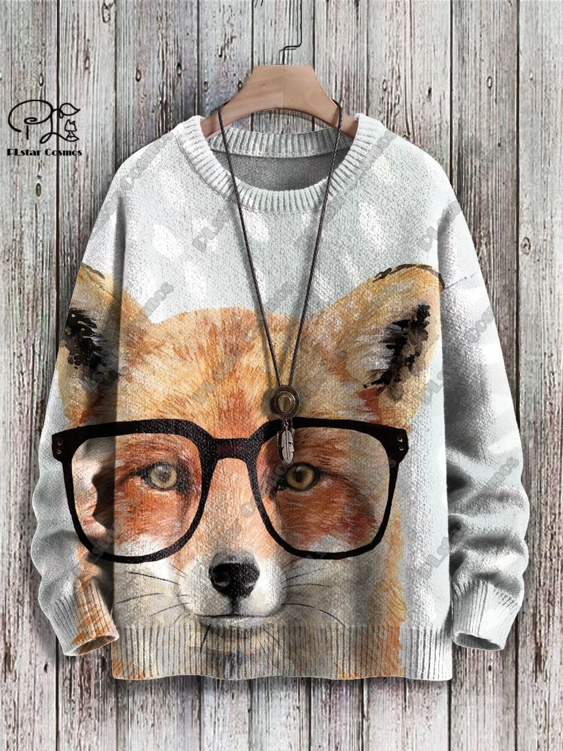 3D printed animal series wolf dog bear tiger fox pattern retro ugly sweater casual unisex winter sweatshirt