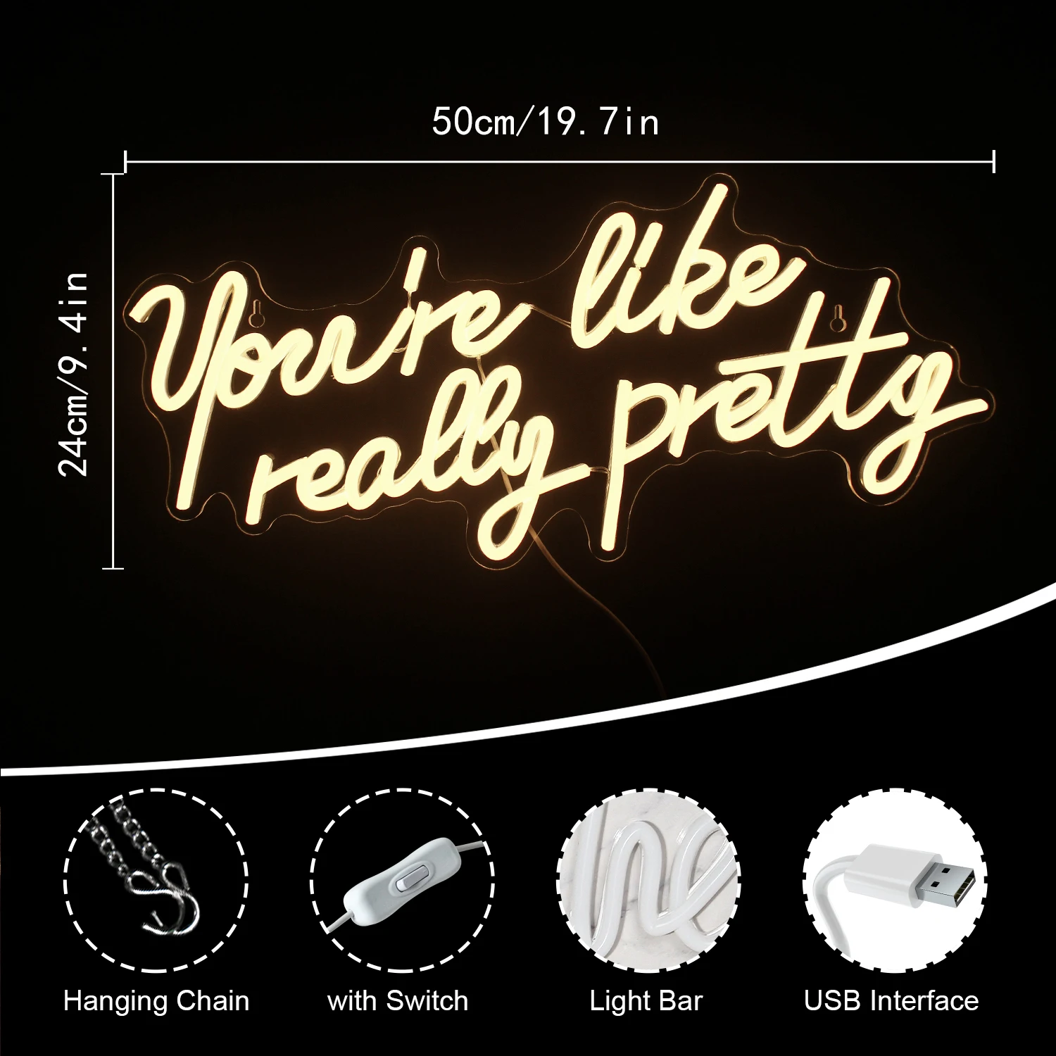 You're Like Really Pretty Neon LED Signs Warm Night Lights For Wedding Proposal Engagement USB Powered Hanging Wall Room Decor