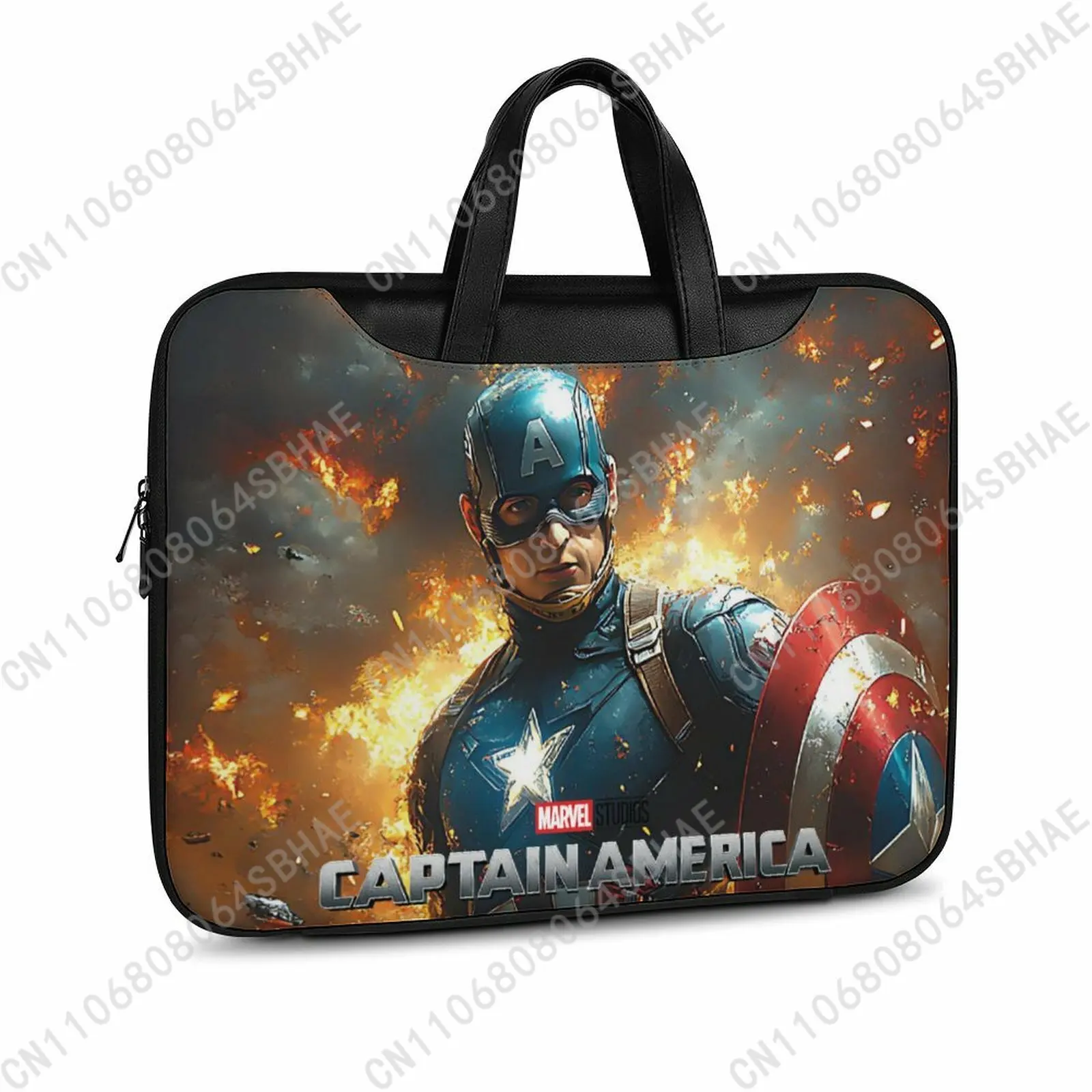 

Marvel Captain America Custom Leather Briefcase Men Woman Laptop Bag Business Retro Genuine Leather Computer Cosplay