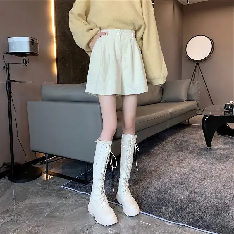 Szorty damskie Solid Simple All-match Harajuku Streetwear Leisure High Waist Korean Fashion College Trendy Daily Spring Girls Cozy