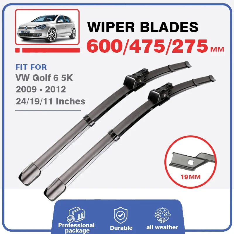 Set For VW Golf 6 Golf6 MK6 VI 2009 - 2012 5K Front Rear Wiper Blades Wagon GTI R GTD Windscreen Windshield Window 24\