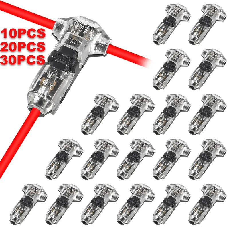 

10/20/30pcs T1 2 Pin Way Plug Car Wire Cable Snap No-solder No-peel Quick Terminal Connections Joiners Auto Plug Accessories
