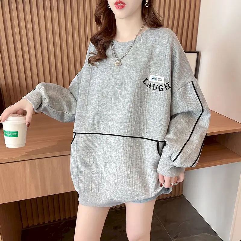 Pocket Design Pullovers Women Fashion Casual Loose Tops Spring Autumn Trend Thin Pullover Korean Style Oversized Sweatshirt Y2k