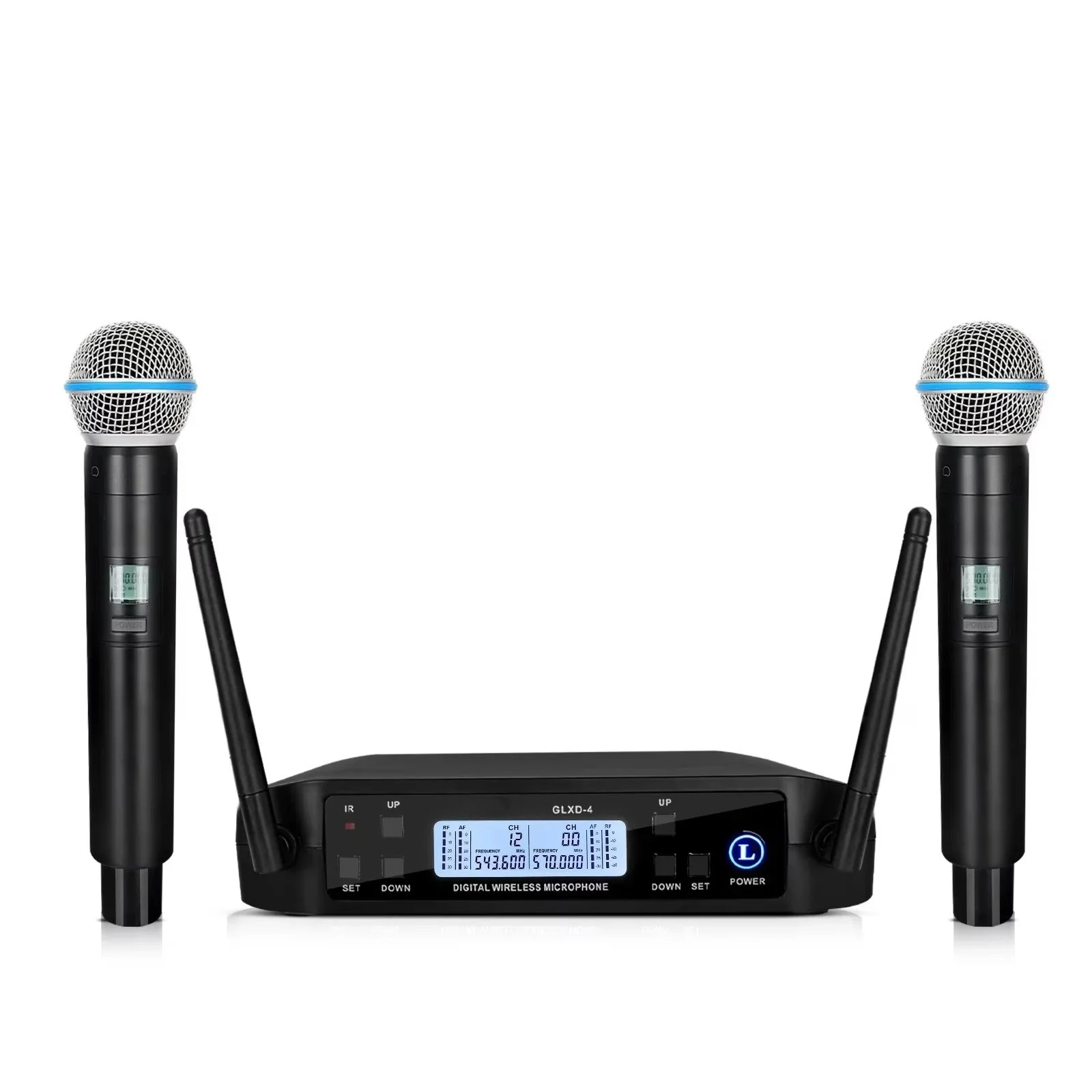 GLXD4 BETA58 Professional Dual Wireless Microphone Karaoke Home System Stage Performances UHF Dynamic 2 Channel Handheld