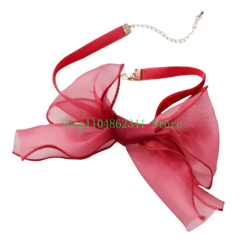 

652F Bowknot Choker Lolit Choker Bowtie Choker Bow Choker Necklace Choker Goth Choker Clavicle Chain Vintage Choker