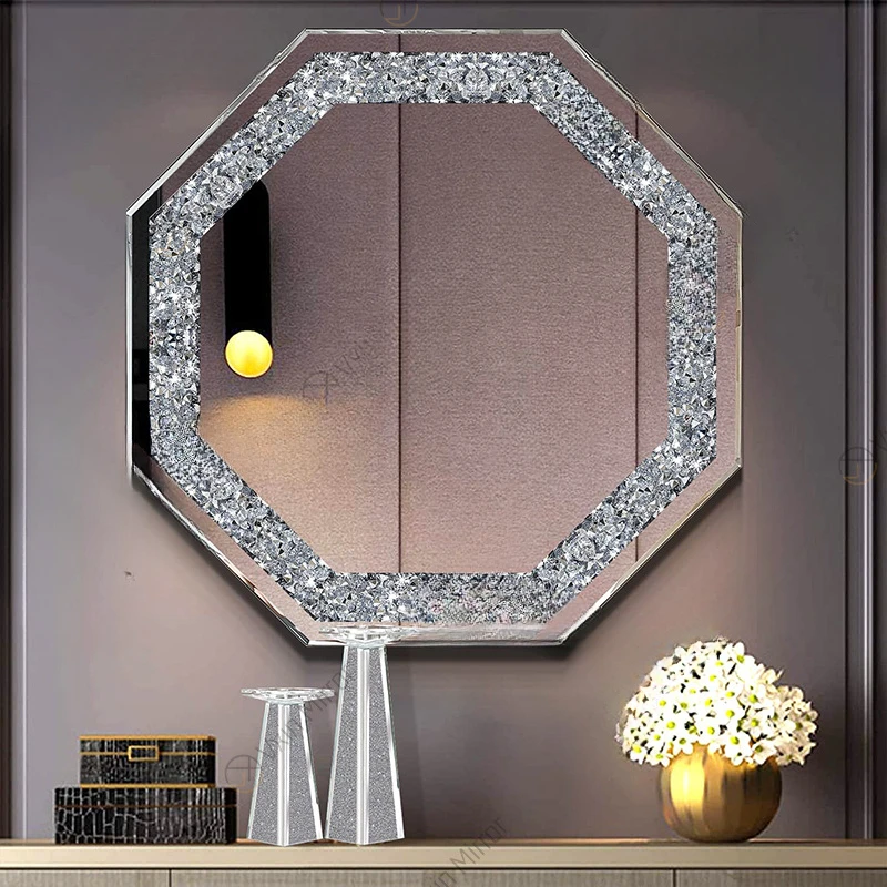 Light Luxury Nordic Wall Decorative Mirror Hanging Wooden Wall Hanging Mirror Glass Craft Decorative Home Decorati