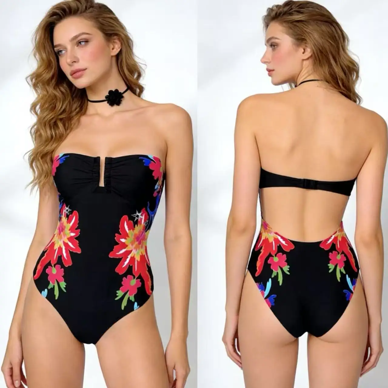 

Sexy Amber One-Piece Swimsuit with Strap e Design Vaion Hot Spring Swimwear with Chest Pad High Elastici Nylon Lycra